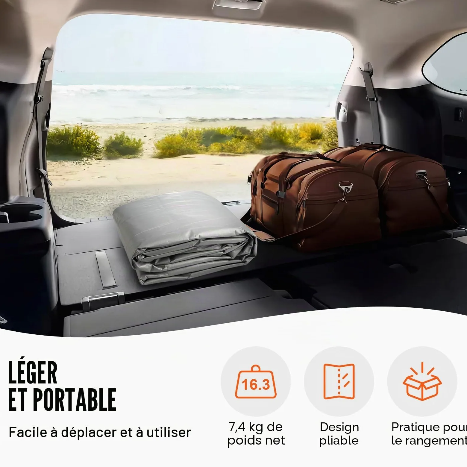 VEVOR Toile d'auvent de rechange pour abri de voiture, 6,1x4 m, bâche de garage paroi latérale, imperméable protégée contre UV, installation facile élastiques à billes, gris (haut et cadre non inclus)