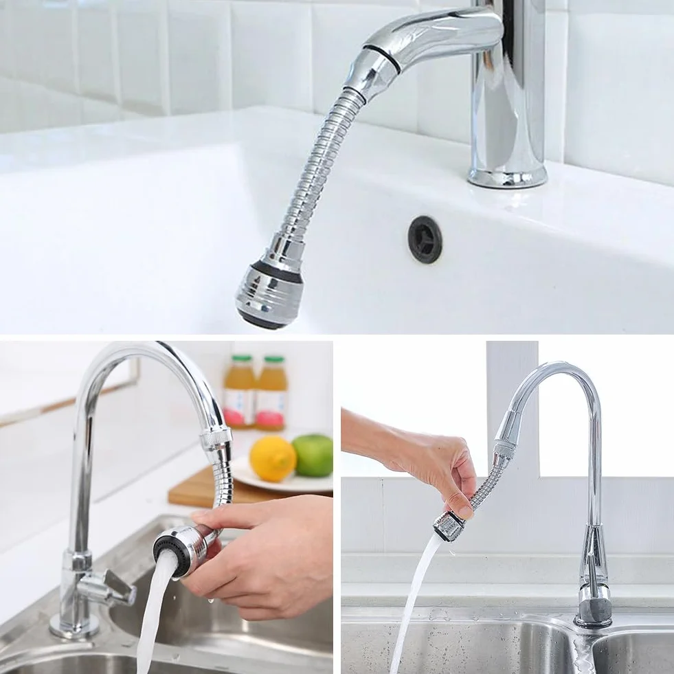 Robinet Cuisine Douchette 360 Degrés avec Aérateur, Filtre Eau 2 Modes Mousseur Économie Eau