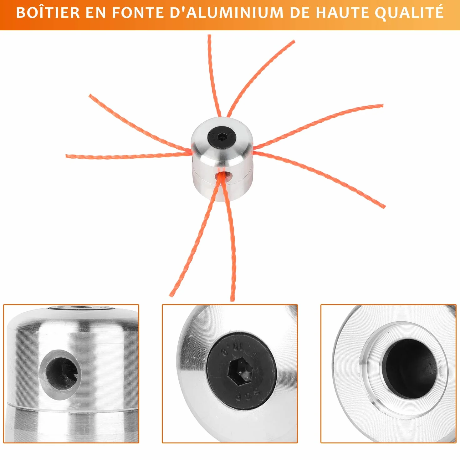 Viabrico 2X Tête de débroussailleuse universelle en aluminium tête de coupe-herbe fil nylon M8 M10