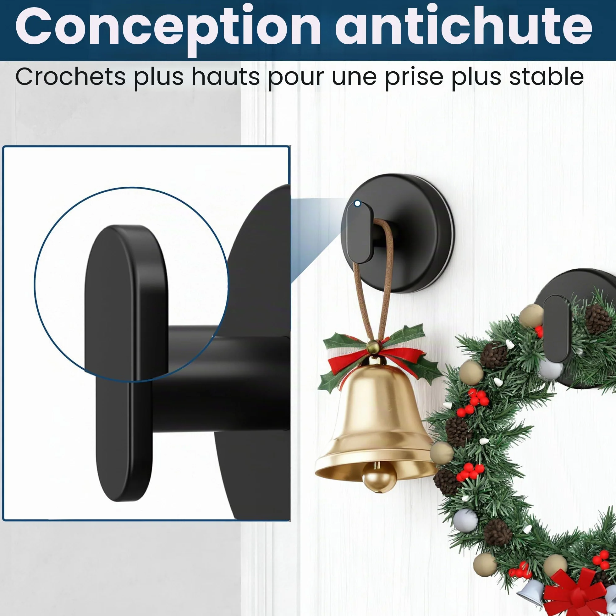 pickpiff Crochets à ventouse pour douche : Support extra fort de 6,8 kg pour salle de bain, cuisine, porte, miroir, carrelage, verre – Serviette, éponge, manteau, peignoir – noir mat, lot de 4