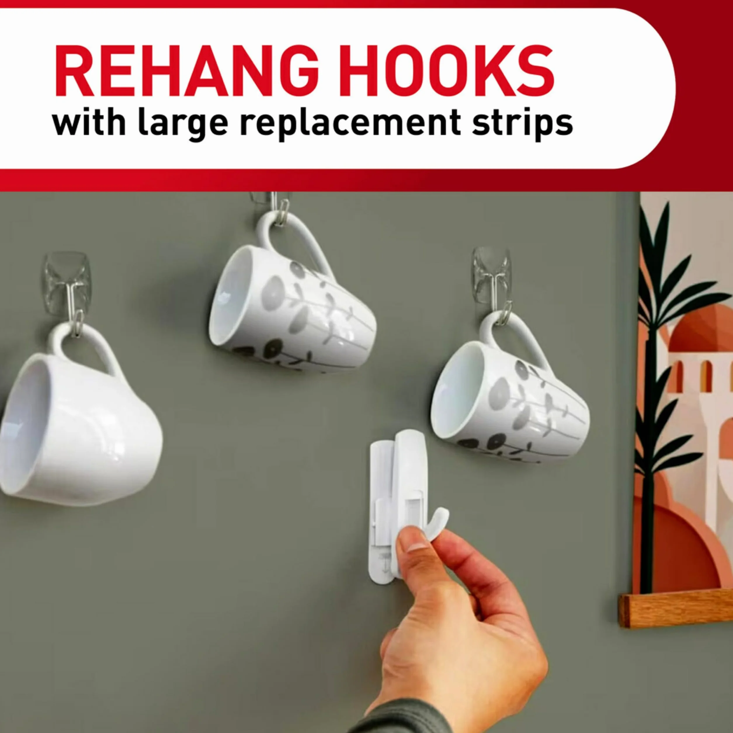 Command Bandes adhésives recharge moyenne, 36 bandes blanches