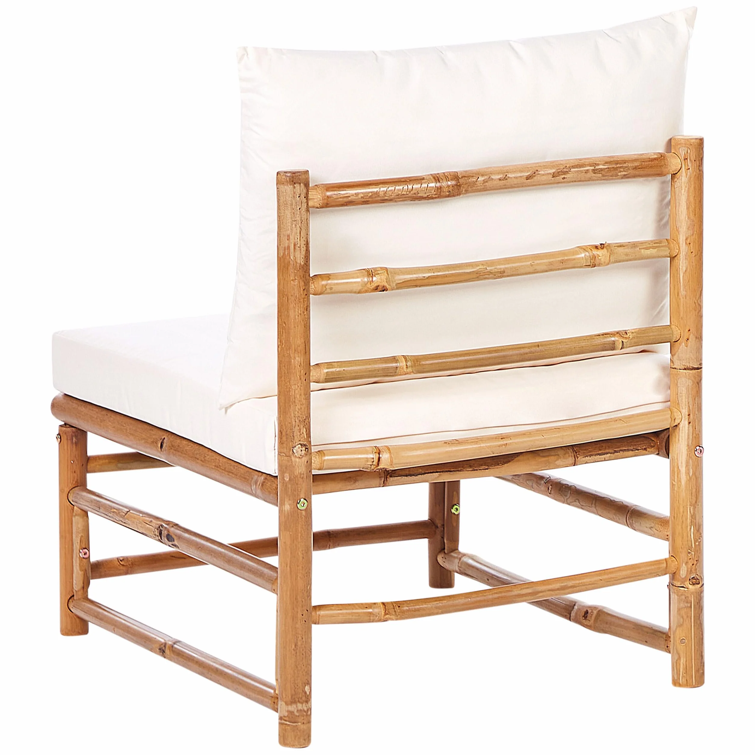 Beliani 1 Place de Siège de Jardin Modulable en Bambou sans Accoudoirs Rembourré avec Coussins Extérieur Blanc Cassé Cerreto