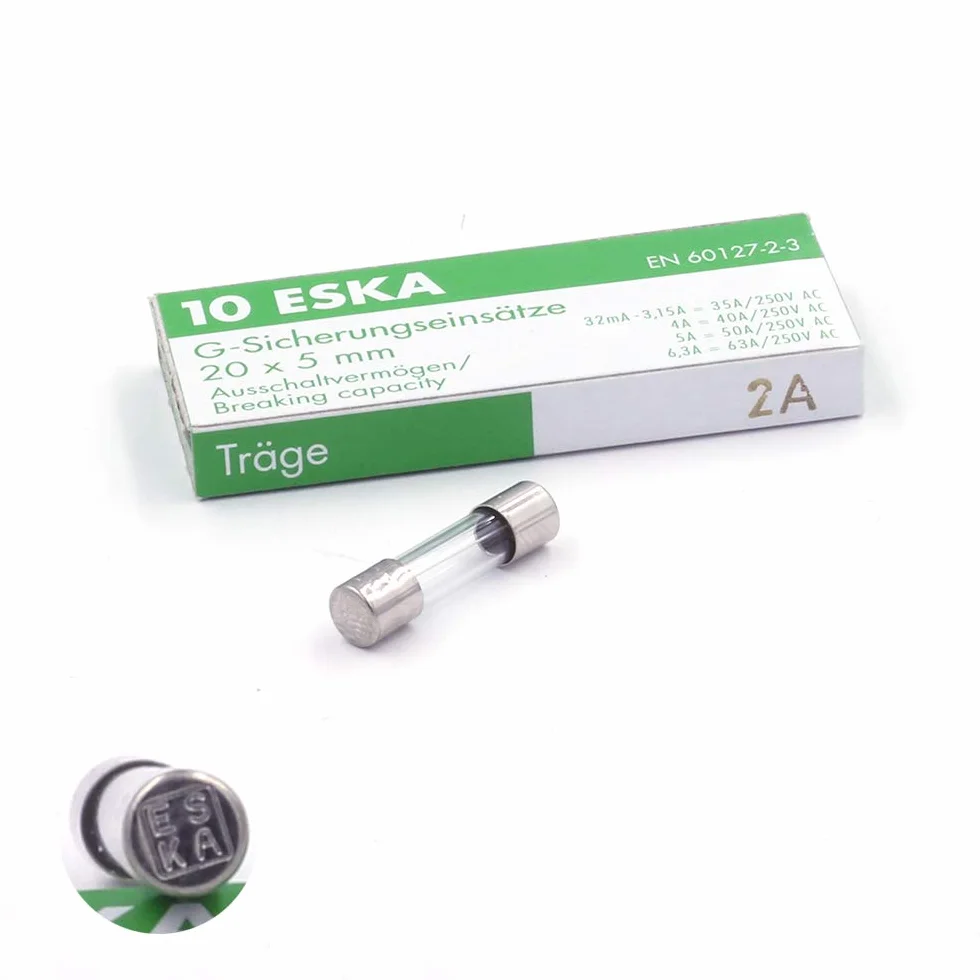 Fusible temporisé (T) en verre 2A 250VAC 5x20mm Boite de 10