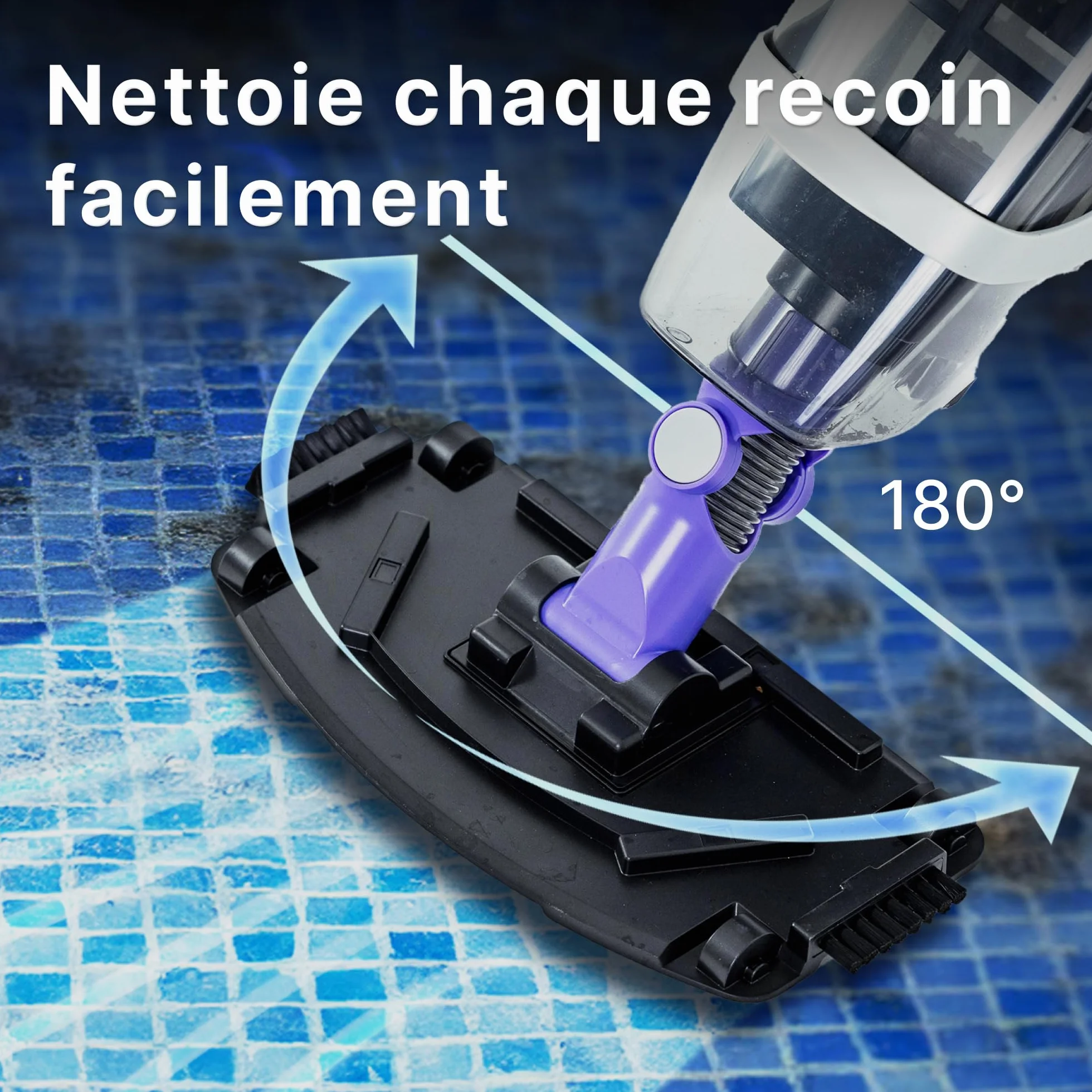 Niya AquaSweep S1 Aspirateur de Piscine sans Fil avec Manche télescopique, Aspiration puissante, Nettoyage des Coins Difficiles d’accès, Autonomie de 60 Min, pour Piscines Hors-Sol et enterrées, Spas