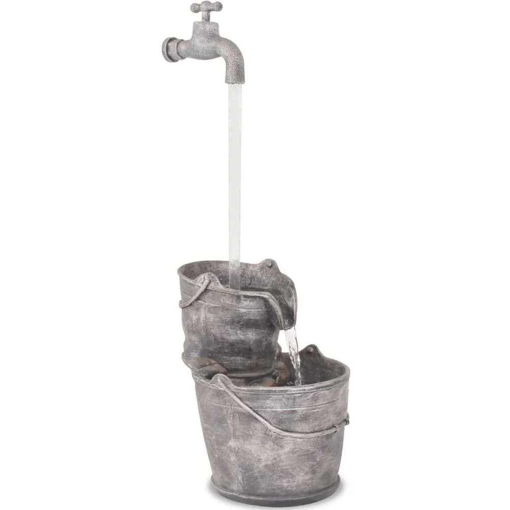 vidaXL Fontaine avec Robinet et Seaux Fontaine d'eau Fontaine Décorative Décoration de Salon Salle de Séjour Maison Intérieur Polyrésine
