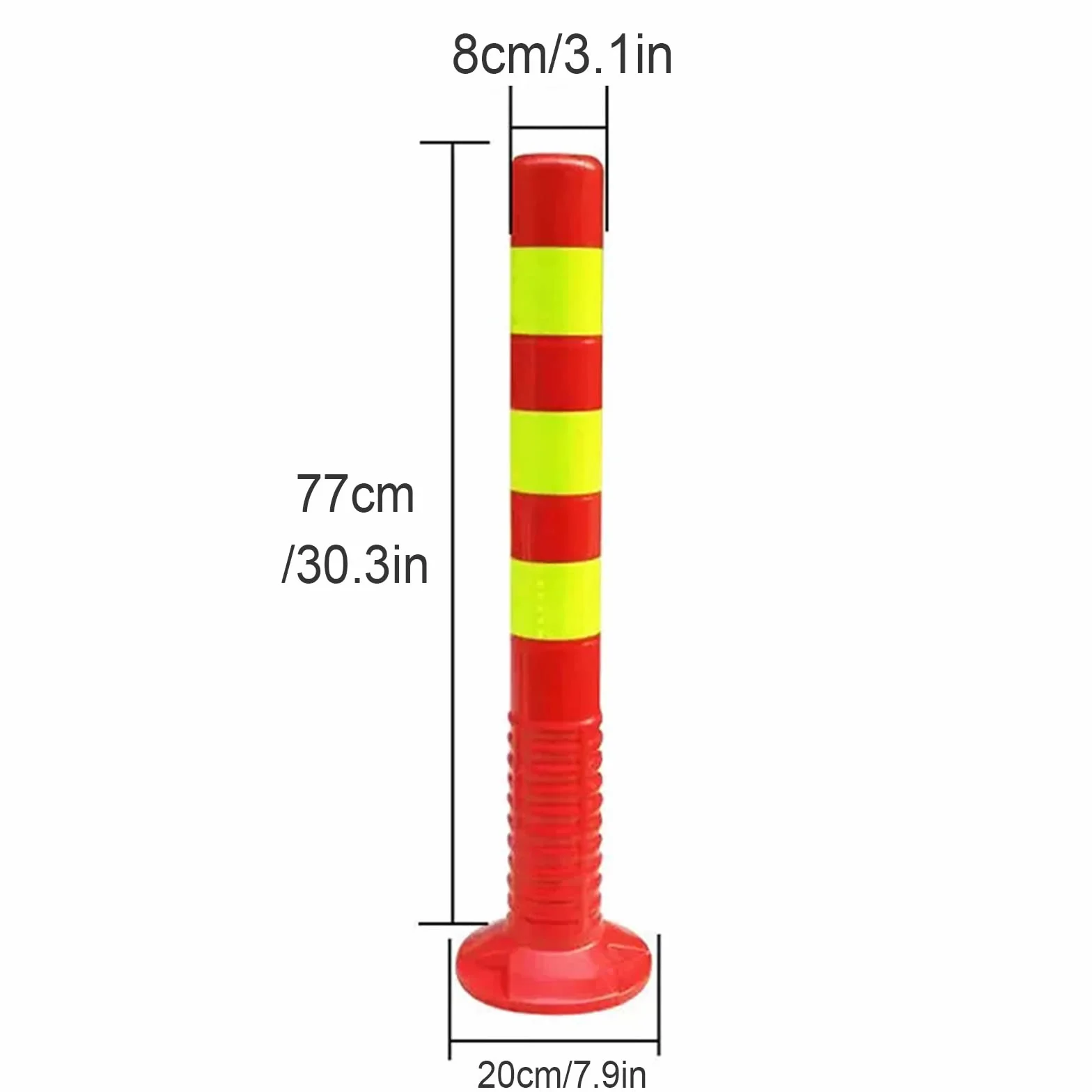 Poteau de Parking Barrière de Signalisation en Plastique Flexible avec Bandes Réfléchissantes