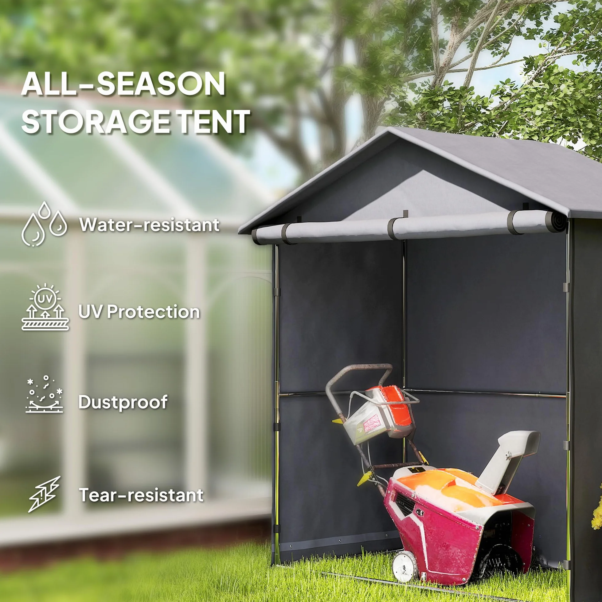 Outsunny Tente de Garage 1,1x2 m avec entrée Enroulable, Cordes et piquets, Acier galvanisé et Oxford 420D Tente de Garage extérieure, pour vélos et Outils de Jardin, UV30+, Gris foncé
