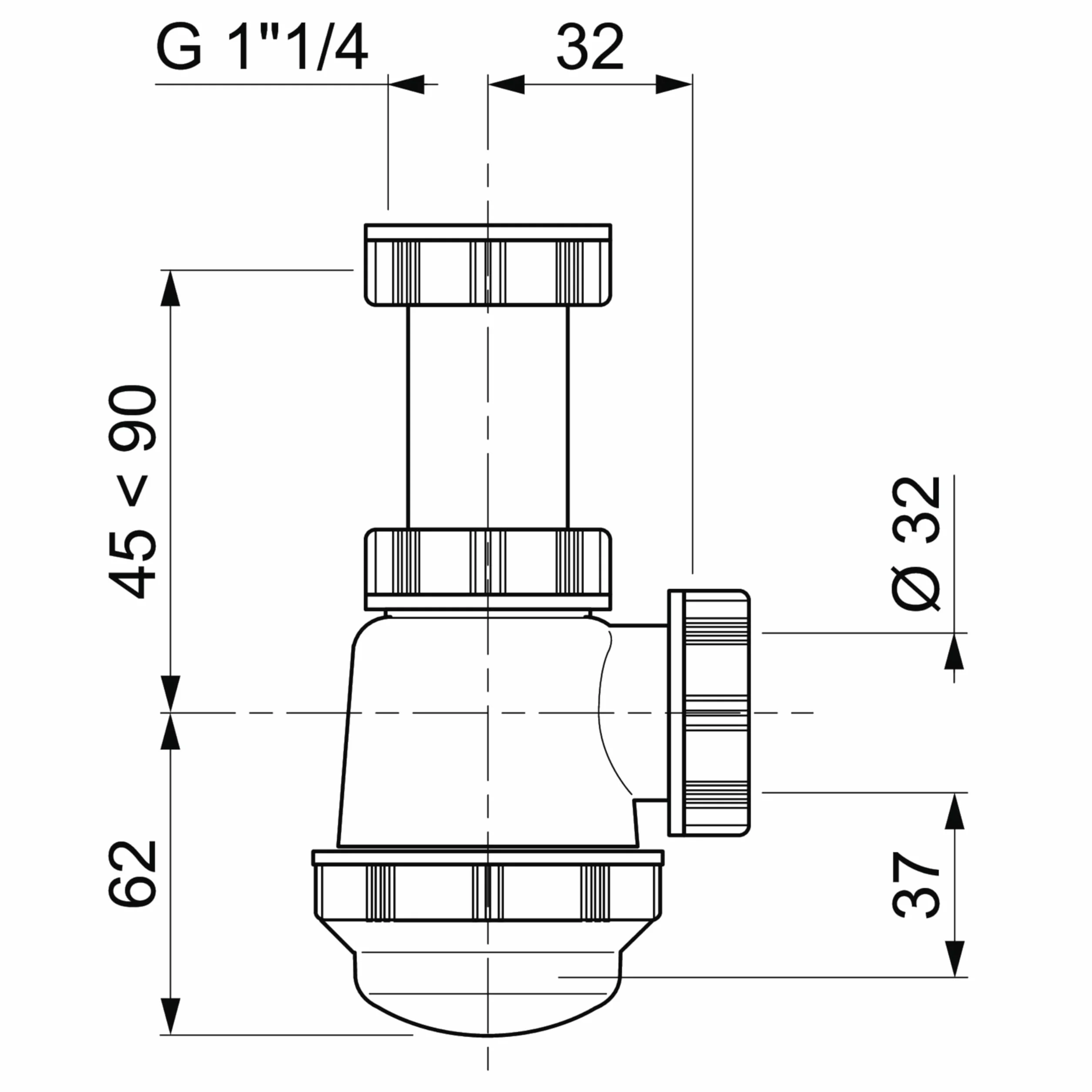 Wirquin Siphon de lavabo lave-mains à culot court blanc