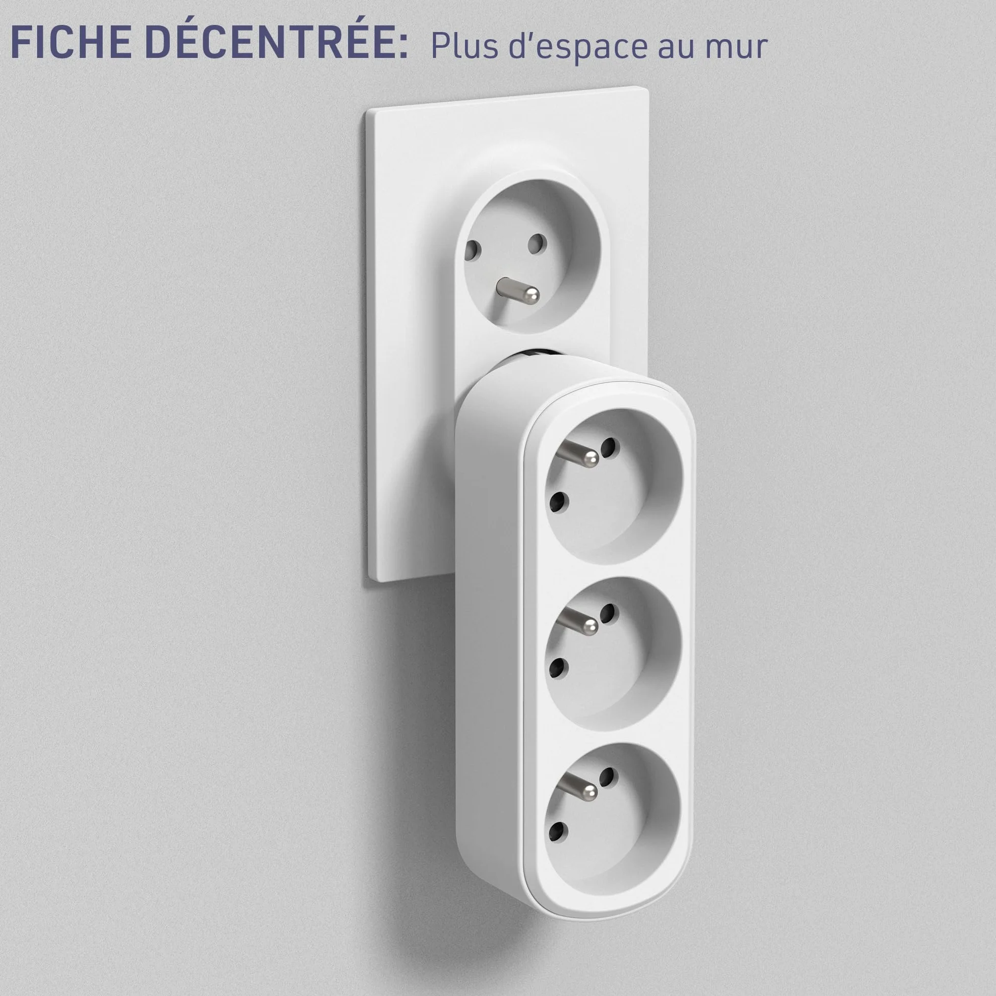 Electraline 531200 Adaptateur Multiprise Triplite 3 Prises Françaises 16A (2P+T) Blanc