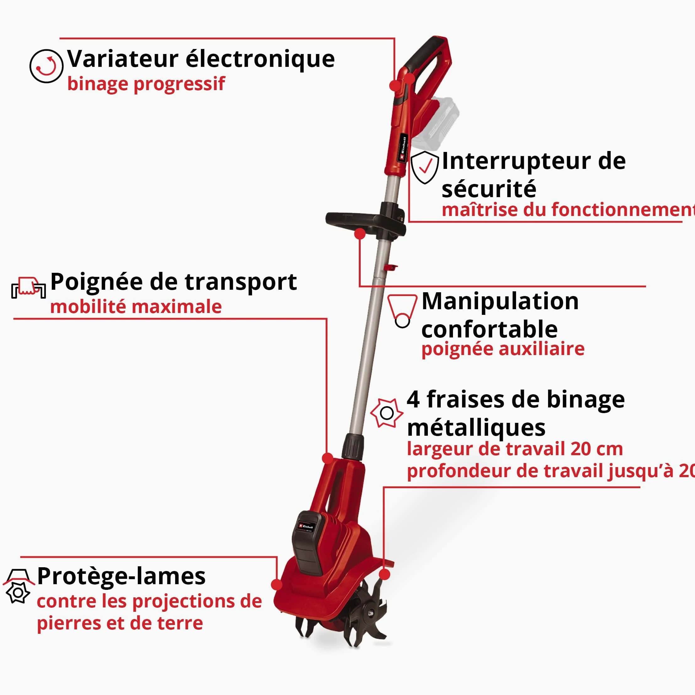Einhell Motobineuse sans Fil GE-CR 18/20 Li E-Solo Power X-Change (18 V, régulateur de la Vitesse, Lame scarificatrice, poignée additionnelle) Livré sans Batterie et sans Chargeur