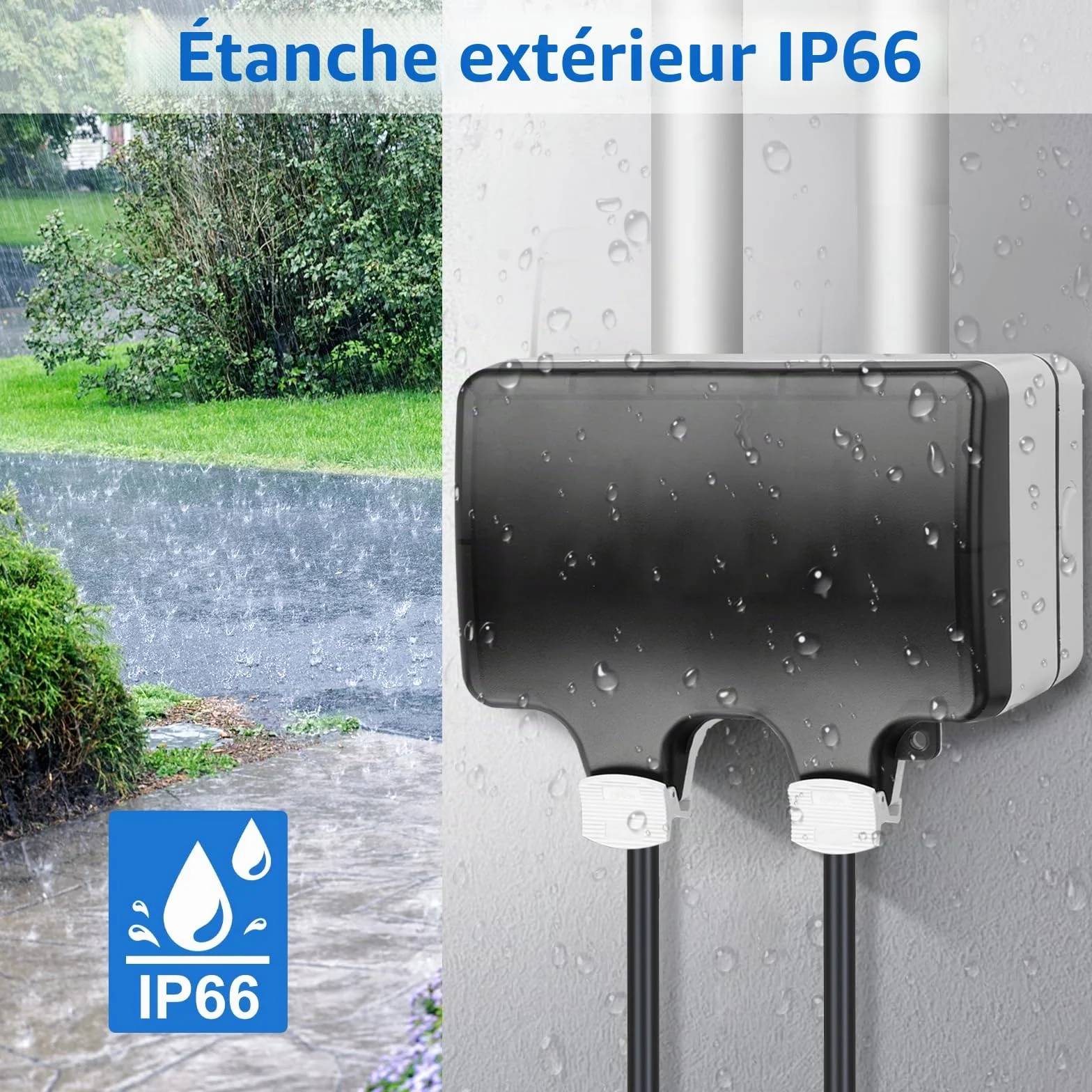 Coffret Électrique Étanche IP66 16A 8 Modules Boîte de Distribution Plastique Exterieur
