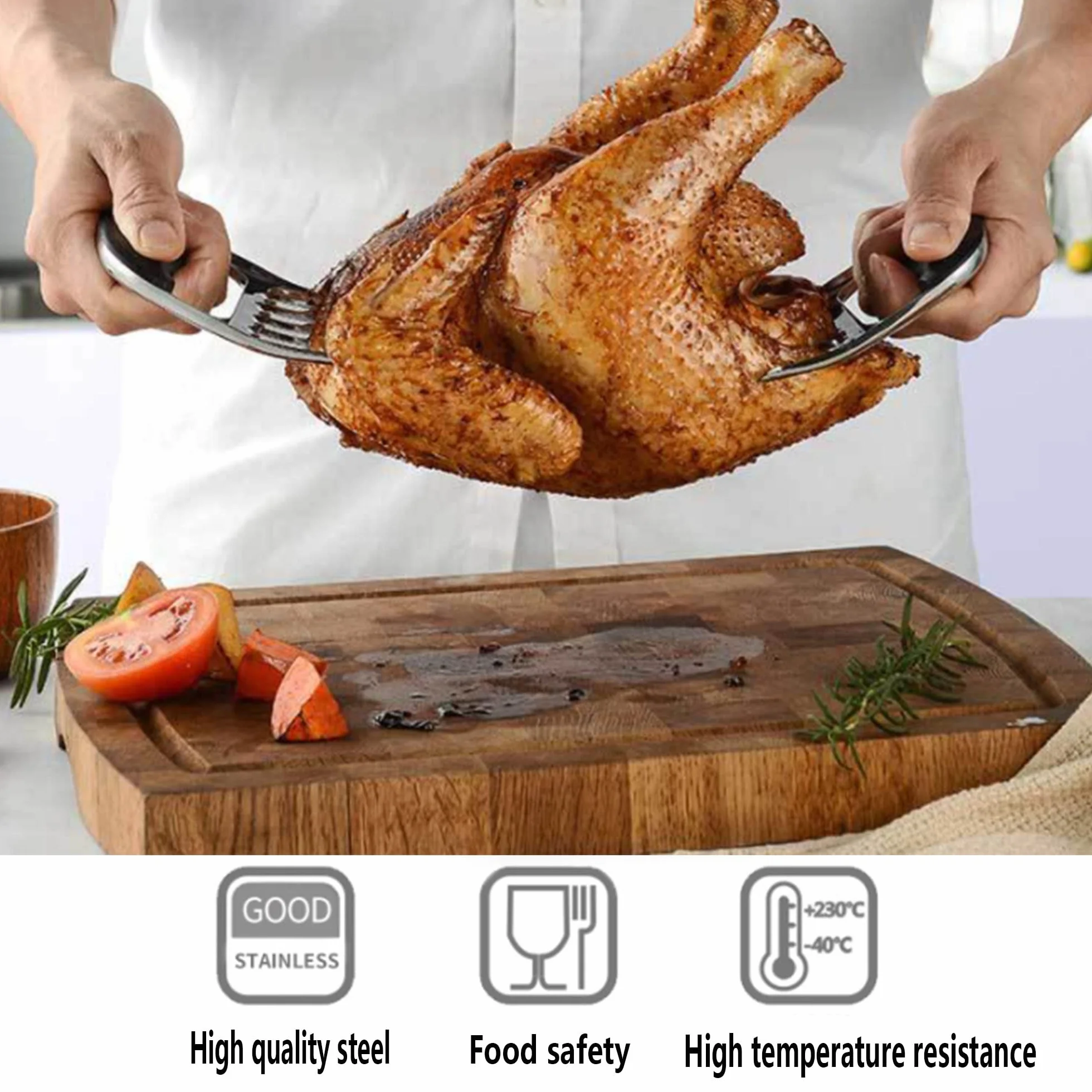 Griffes d'ours pour barbecue, vaisselle de barbecue en acier inoxydable antirouille, patte d'ours pour couper la viande, très appropriée pour tirer du porc (Acier inoxydable)