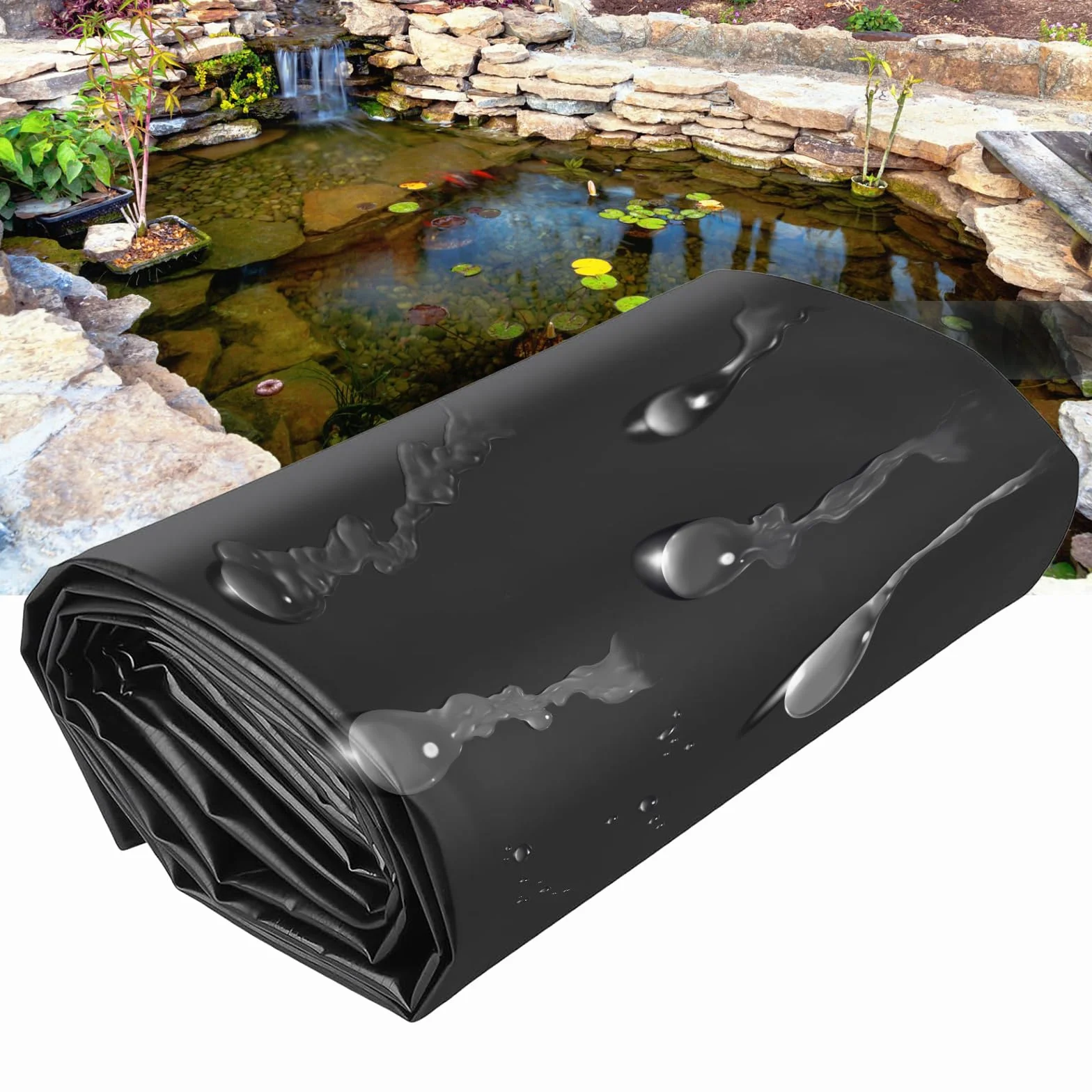 Bâche HDPE pour Bassin Étanche Robuste 1x2m 3x4m 5x5m 10x10m Noir