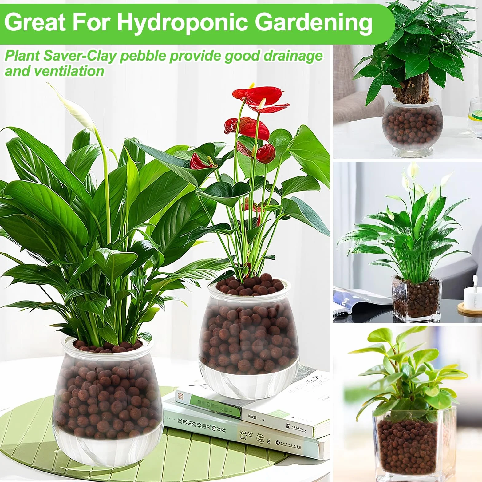 Riare Galets d'argile expansés organiques pour plantes, boules de leca naturelles, galets d'argile hydroponiques légers (2 L)