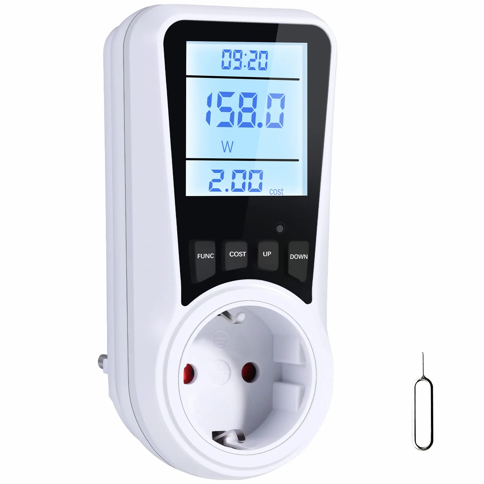 Vinabo Wattmètre Prise Compteur d'Énergie, 7 Modes Surveillance, Écran LCD Rétroéclairé