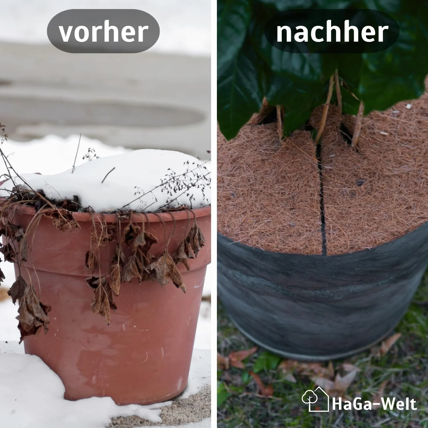 HaGa Lot de disques en Coco 2 x L Ø 45 cm + 2 x XL Ø 60 cm Protection hivernale pour Plantes en Pot