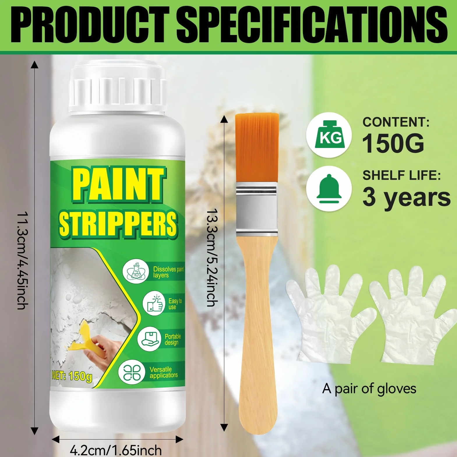 Décapant Peinture 150g Bois & Métal, élimine Revêtements Tenaces