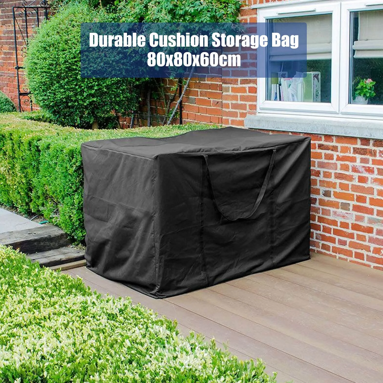 RICHIE Sac de rangement de jardin imperméable 80 x 80 x 60 cm noir