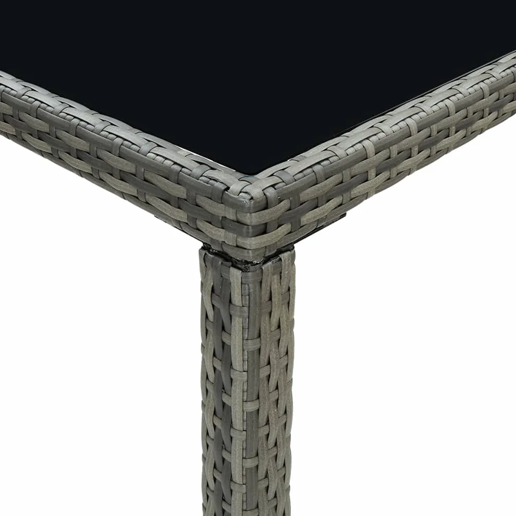 Tomostar Table de Bar Haute Extérieur Gris 130x60x110 cm Résine tressée Verre