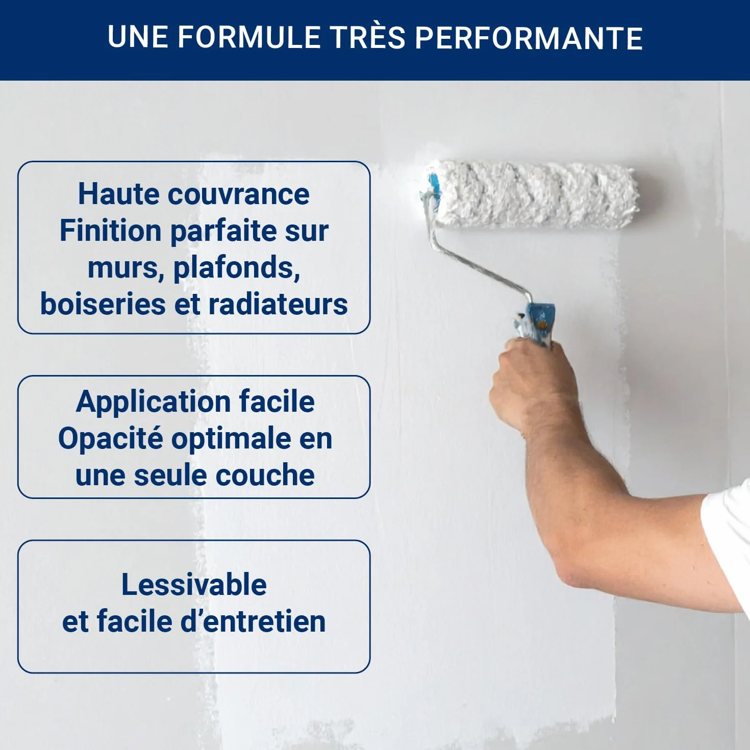 RIPOLIN Peinture Intérieure Multi-Supports Satin 0,5L Blanc Ultra-Couvrante Lessivable