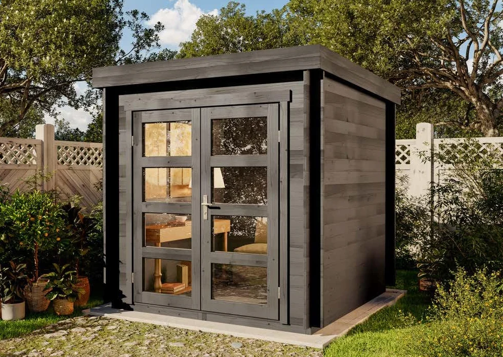 Alpholz Abri de jardin Paloma Petit bois gris anthracite 28 mm paroi sol