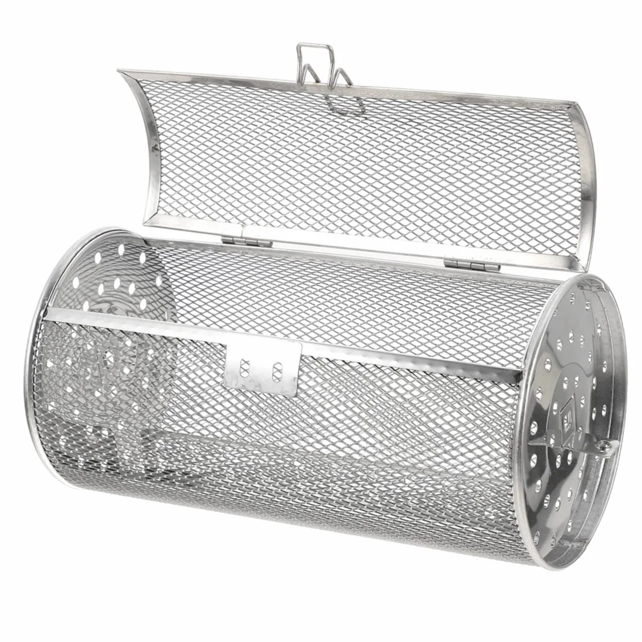 Yardwe Panier De Four À Tambour En Acier Inoxydable 25X14X14Cm Cage De Rôtissoire Rotative Accessoire De Cuisson Pour Barbecue Et Friteuse À Air