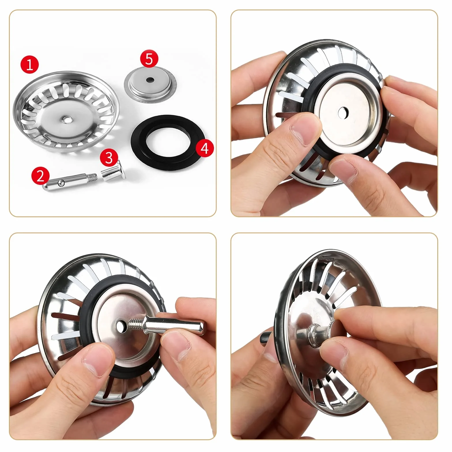 Bouchon Evier Cuisine 80mm INOX Crépine D'évier Universelle Acier Inoxydable Panier à Tamis Salle Bain
