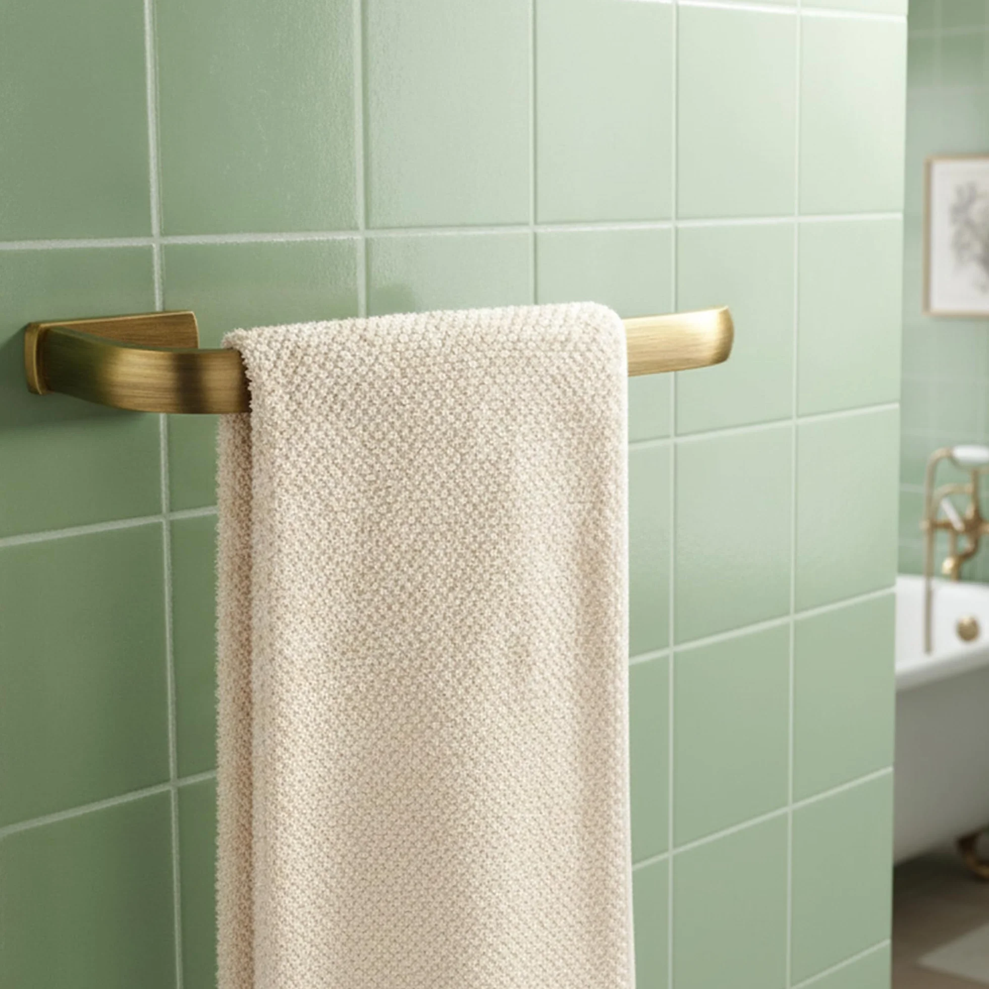 Porte Serviette Mural Bronze Brossé Imitation Antique Laiton Ouvert Salle de Bain Cuisine