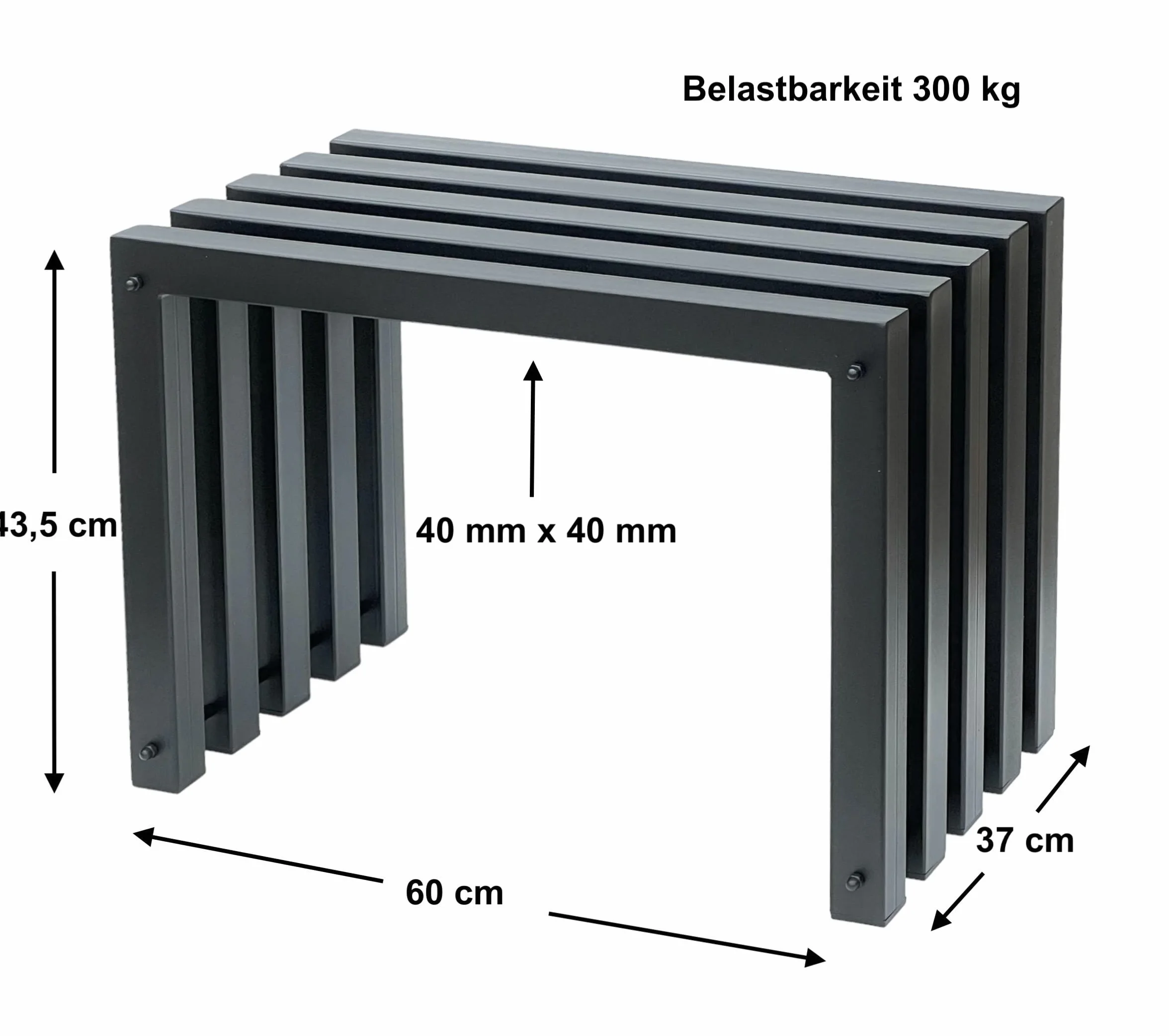 DanDiBo 96446 Tabouret moderne en métal noir résistant aux intempéries 60 cm
