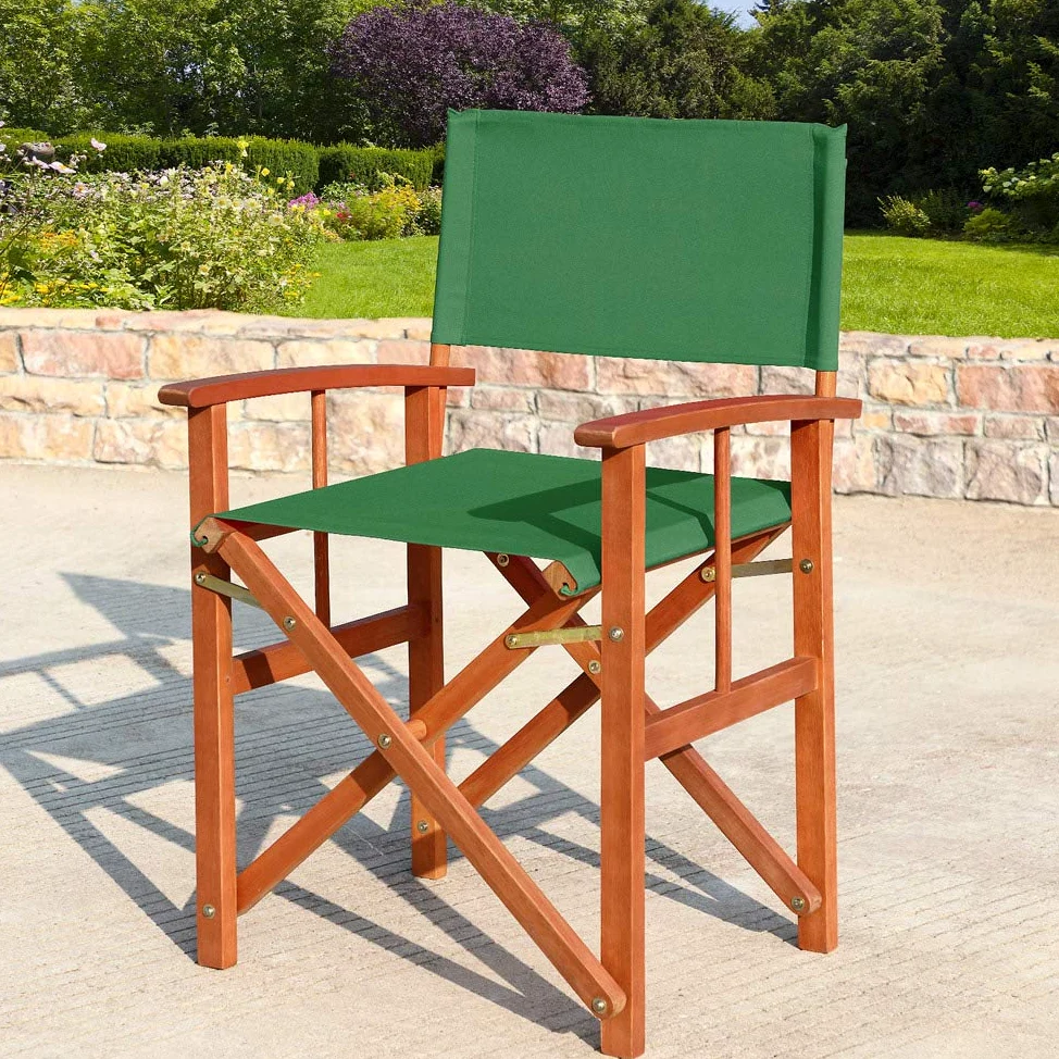 CASARIA Cannes Lot de 2 chaises de directeurs en bois | Certifié FSC | Bois d'eucalyptus | Meubles de jardin pliables pour intérieur et extérieur | Jardin pliable Pop Up Camping Pêche | Vert