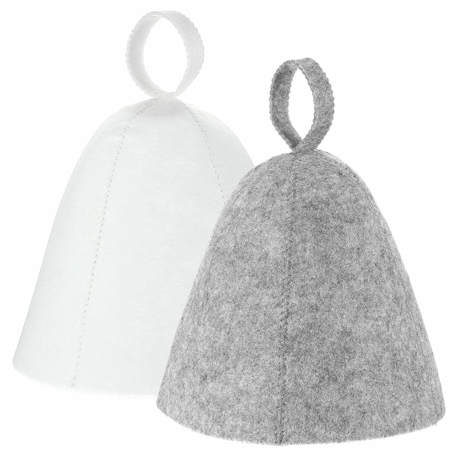 Lot de 2 bonnets de sauna en feutre de laine - Bonnet absorbant - Accessoire sauna universel (gris, blanc)