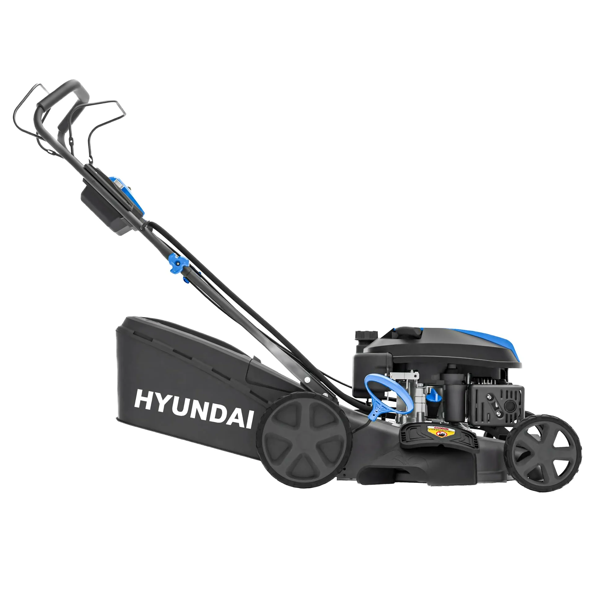 Hyundai Tondeuse à Gazon Thermique Autotractée Noire 43 cm, Démarrage Électrique, Moteur 139 cm3 3,7 CV, Coupe 4-en-1 Mulching, Garantie 3 Ans - HYM17150SPEX