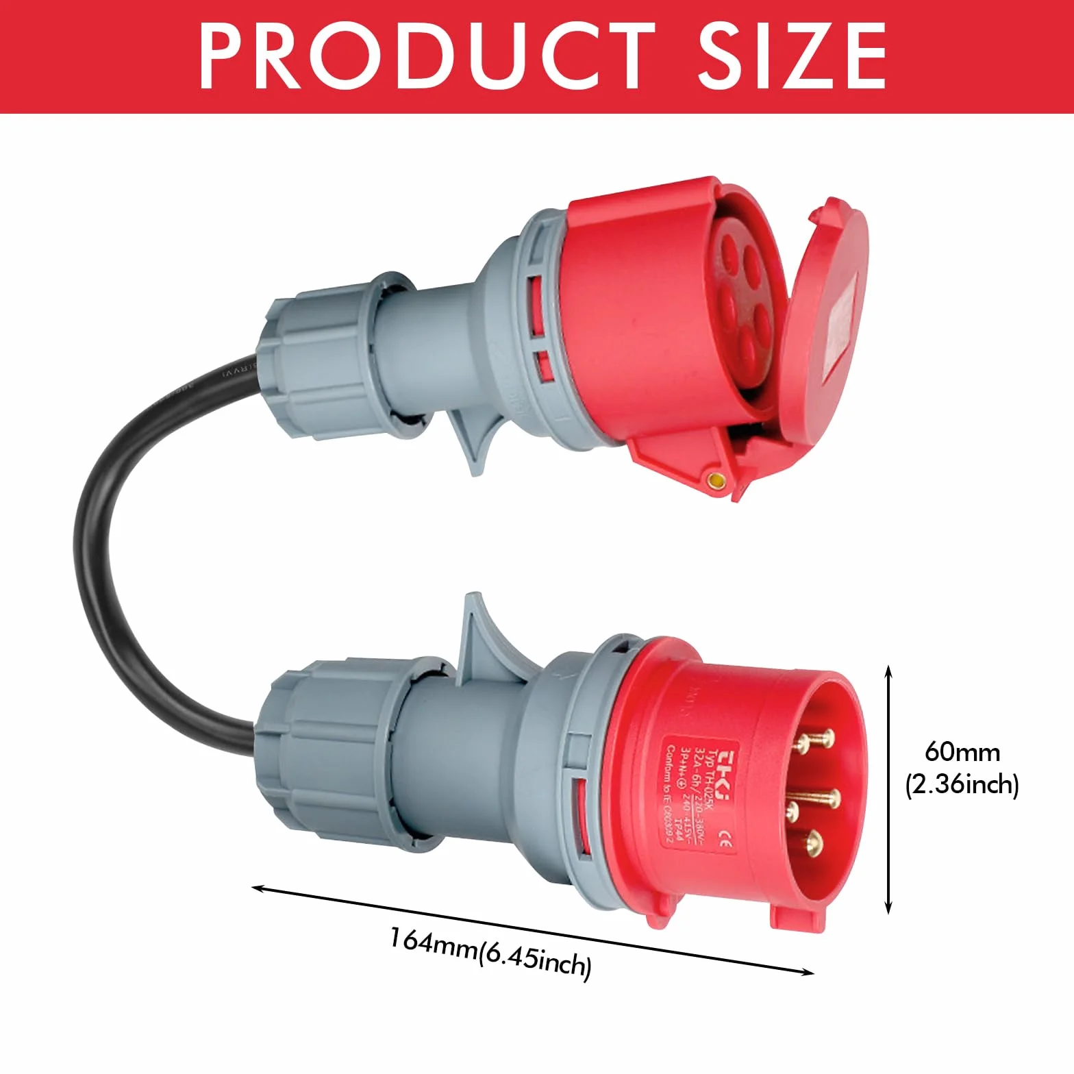 Adaptateur CEE 32A à 16A 5 Broches, Câble Adaptateur Robuste pour Camping-Cars