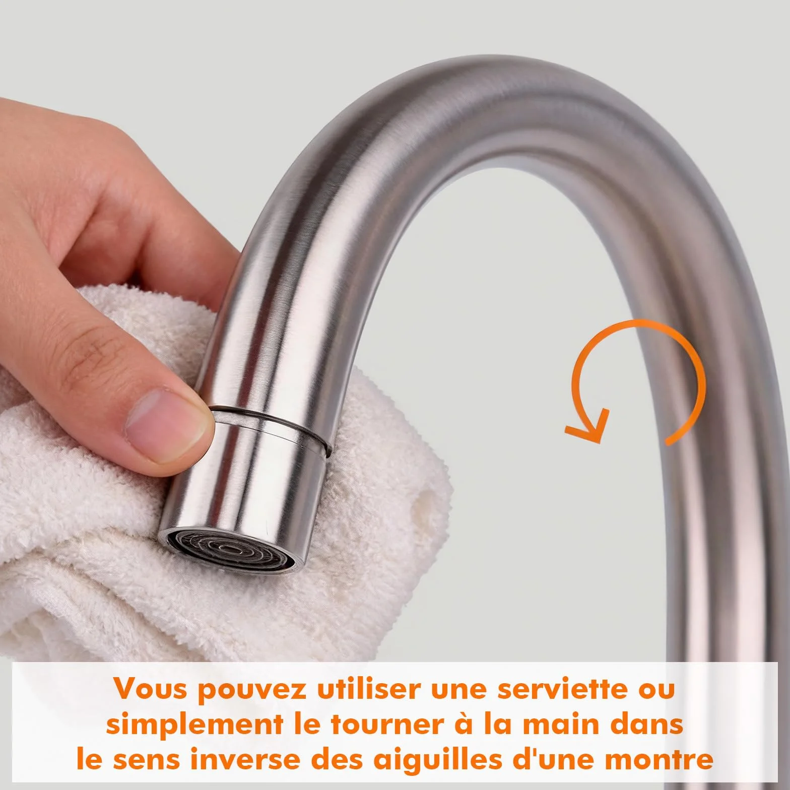GRIFEMA G4008 Robinet de Cuisine Mitigeur Évier à Poignée Unique, Arc Élevé 360, Acier Inoxydable