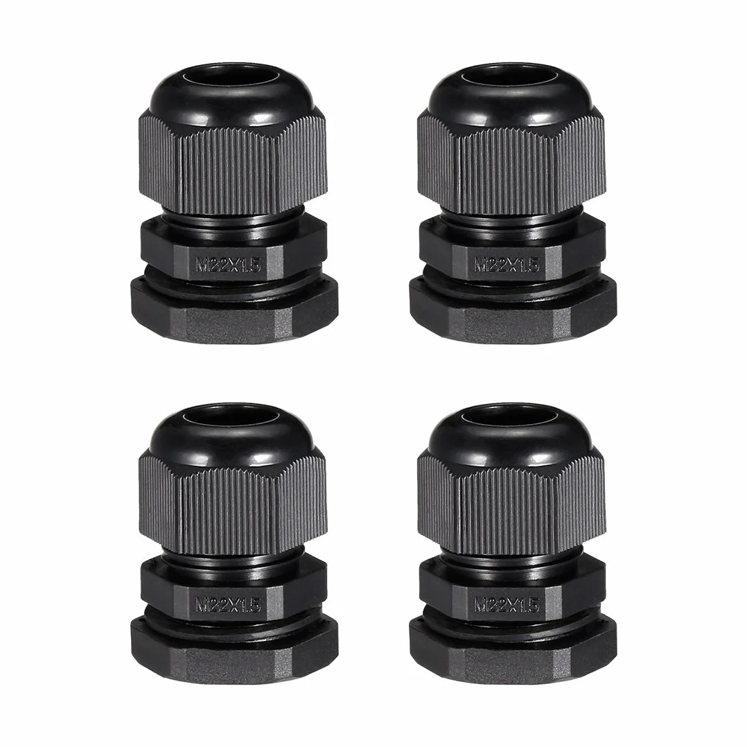 Sourcing Map 4Pcs M22 Presse-étoupe Joint étanche noir réglable 7-12mm