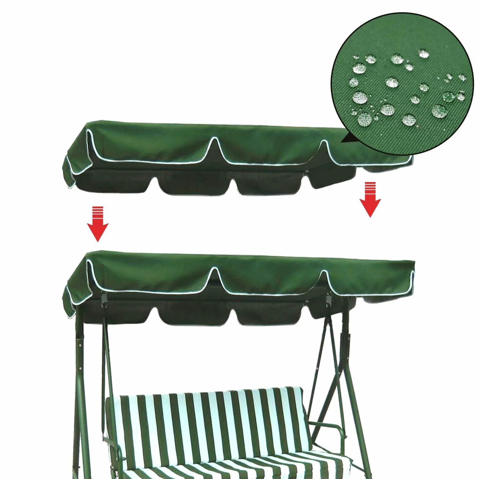 Générique Toit de Rechange pour Balancelle de Jardin Toit de Rechange pour Balancelle Extérieur Anti-UV Imperméable Toit de Remplacement pour Balançoire JardinTerrasse Balcon