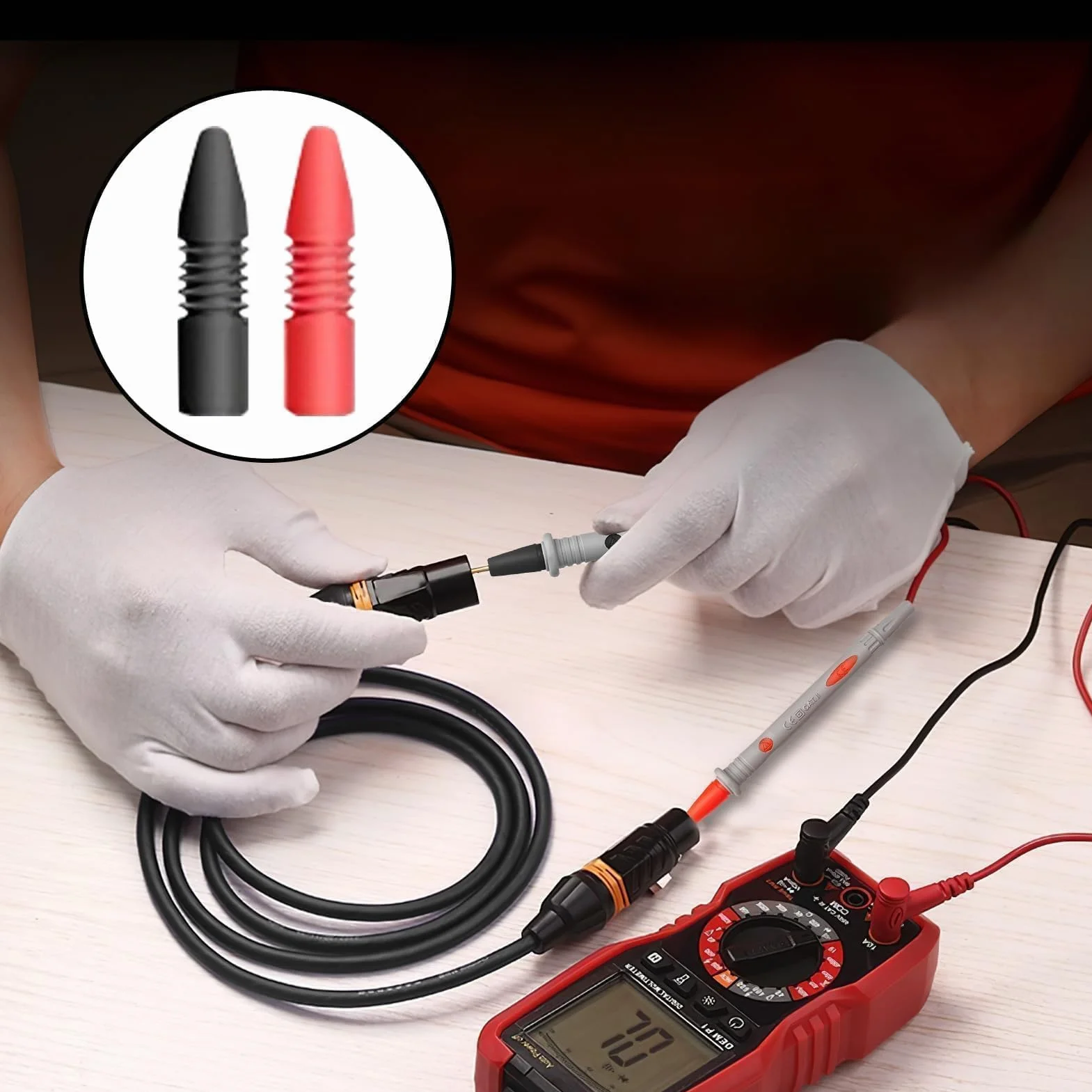 Cordon Multimètre Silicone 1000V 20A Câbles Test Universel pour Voltmètre Ohmmètre Amperemètre