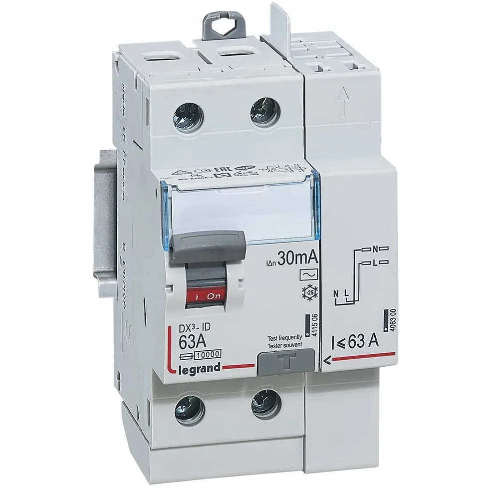 Legrand Interrupteur differentiel bipolaire 2P type AC 30mA 63A