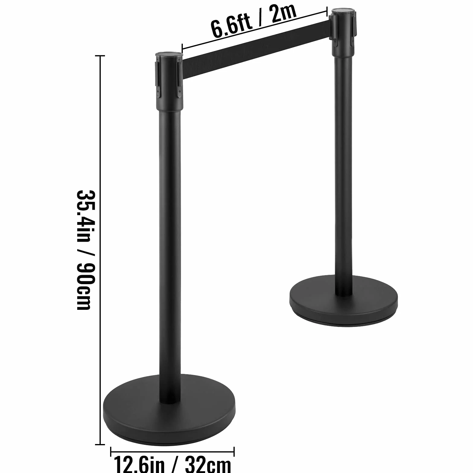 VEVOR Poteau de Guidage 8PCs, Barrière de Balisage avec 2 Rubans Rétractables 2m pour Contrôle de Foules