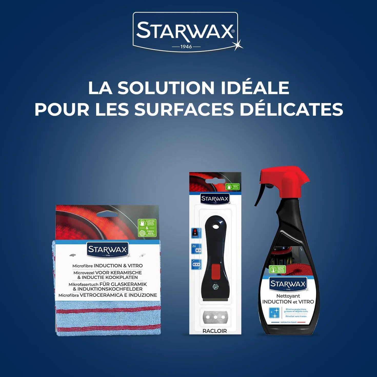 STARWAX Racloir plaques vitrocéramique induction lame inox rechange