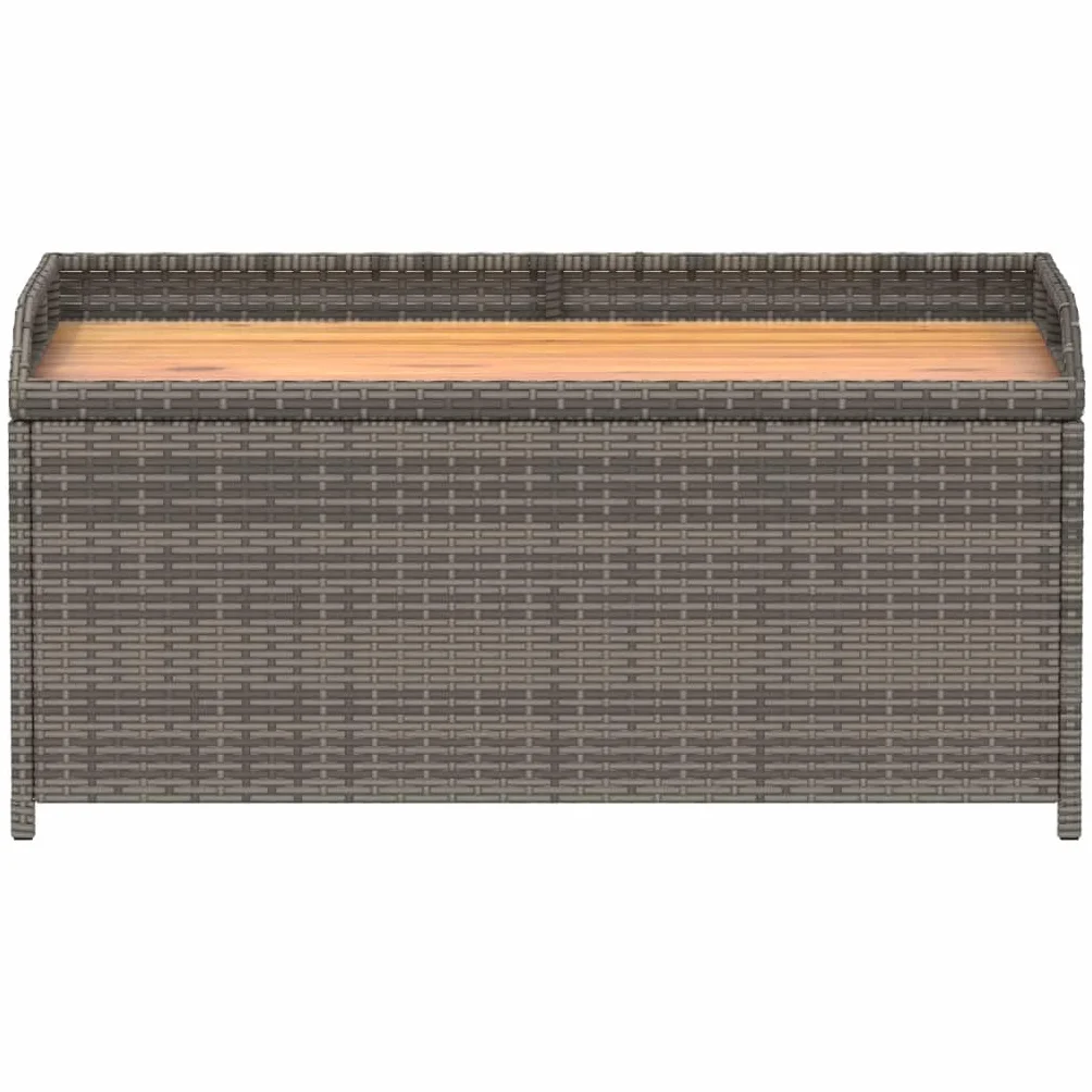 Coffre de Rangement Extérieur en Résine Tressée et Bois, Banc Coffre à Coussin pour Jardin Patio (Gris)