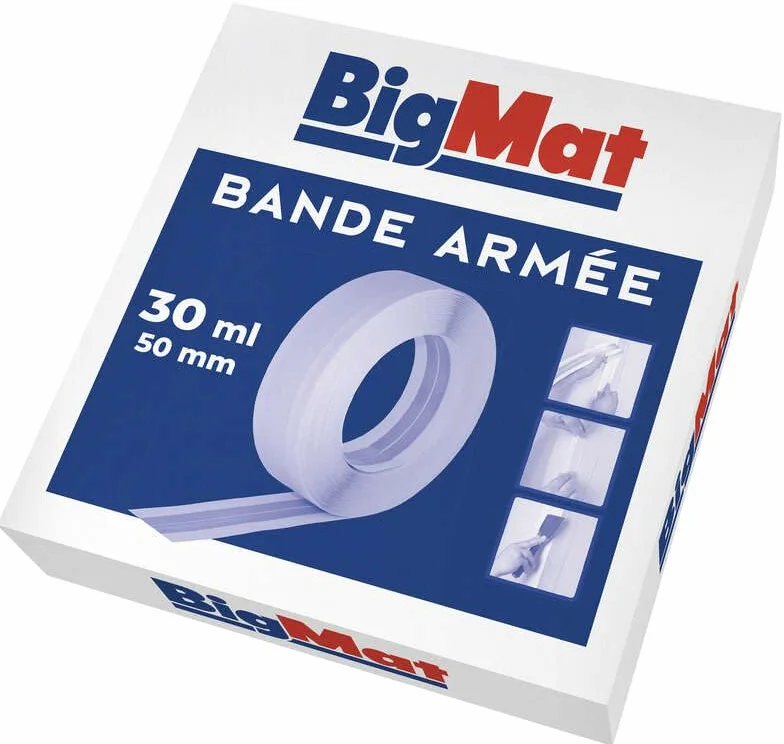 BIGMAT Bande armée 30 ML Blanc Renfort Angles Plaques de Plâtre