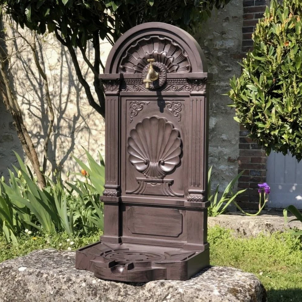 Fontaine de Jardin extérieur en Fonte Aluminium Marron 42 x 32 x 84cm