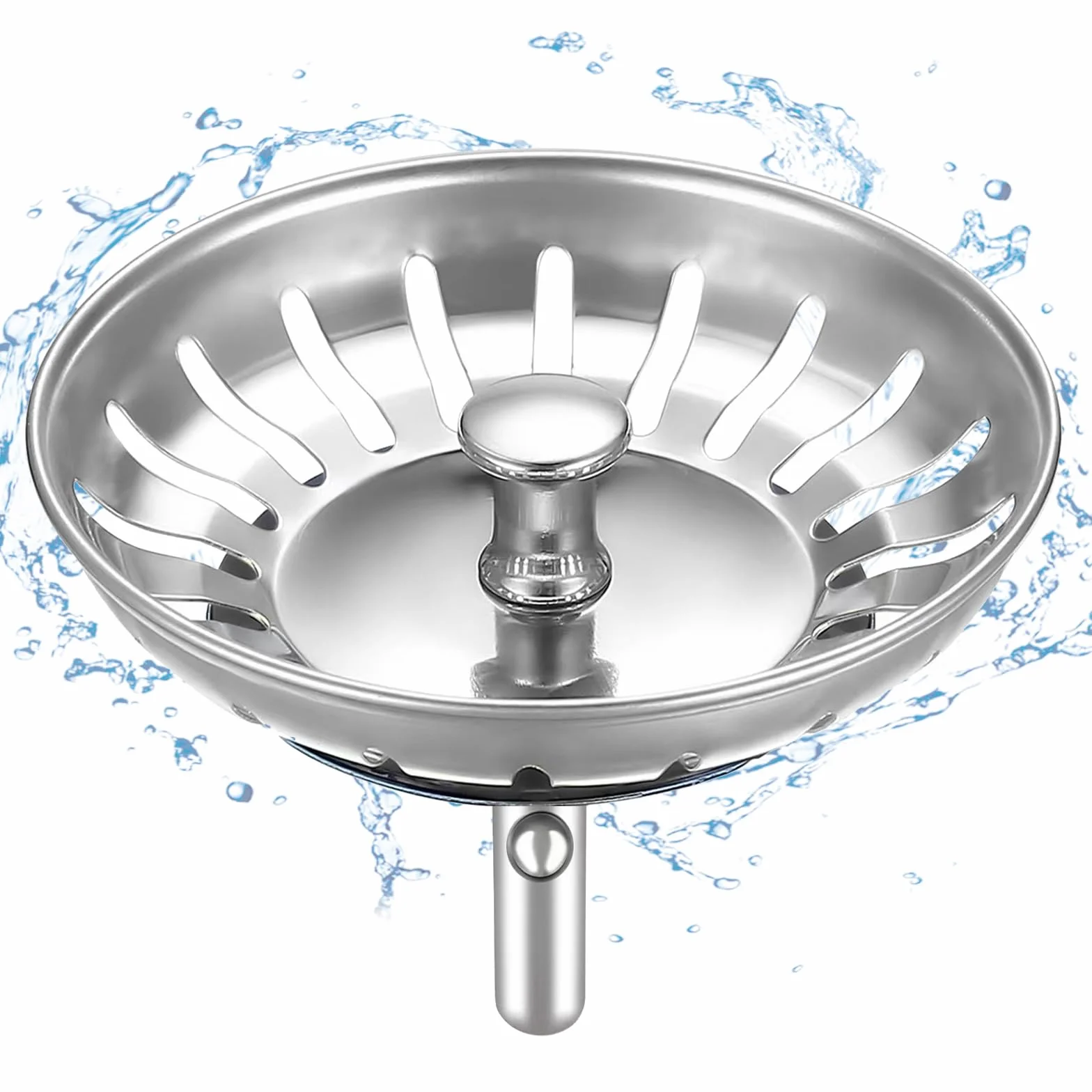 Bouchon d'Evier de Cuisine 80mm Acier Inoxydable Panier Bonde Evier Crépine Universelle Anti Colmatage