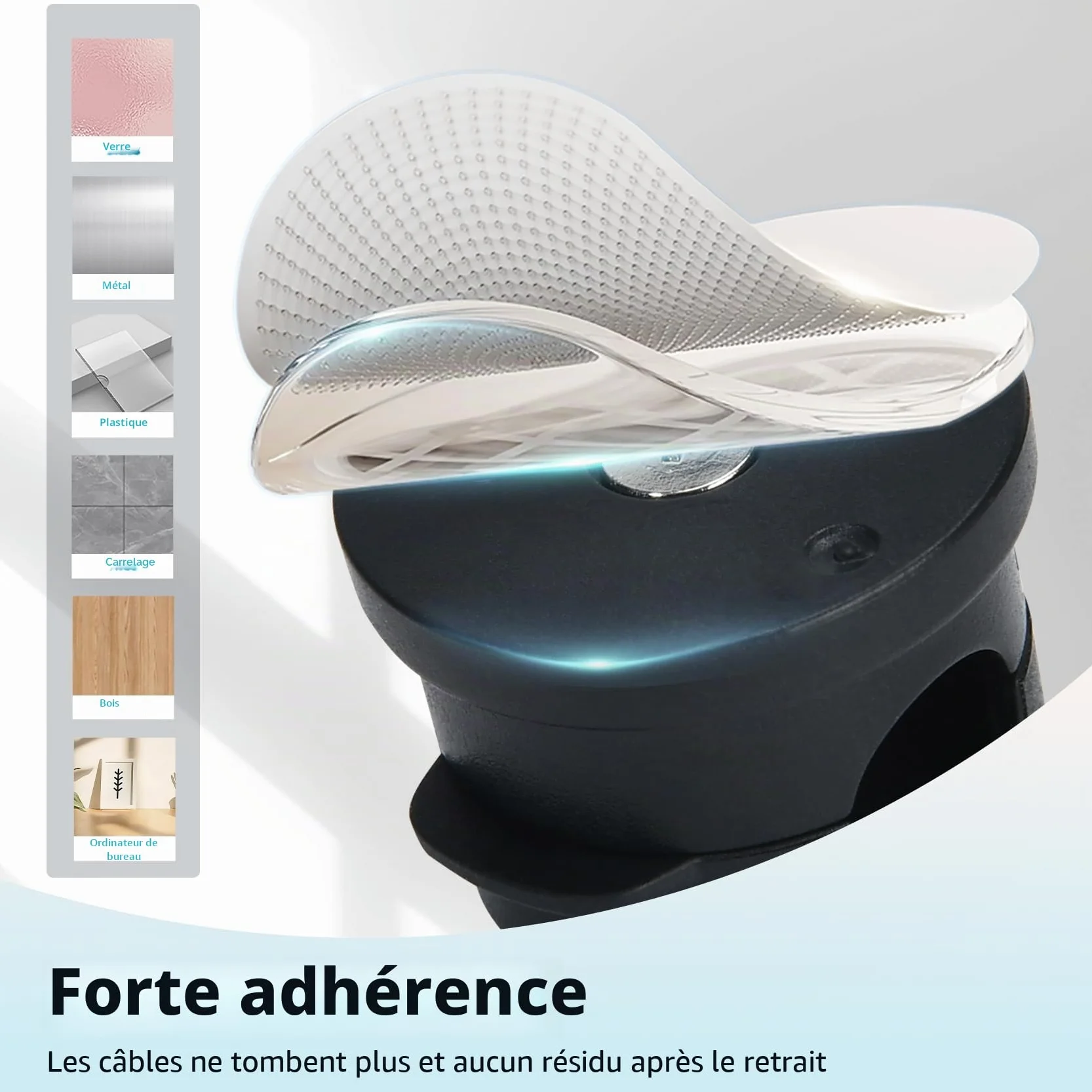 Lot de 8 supports de câbles rotatifs à 360° organisateur de cordons à ressort gestion des fils de bureau