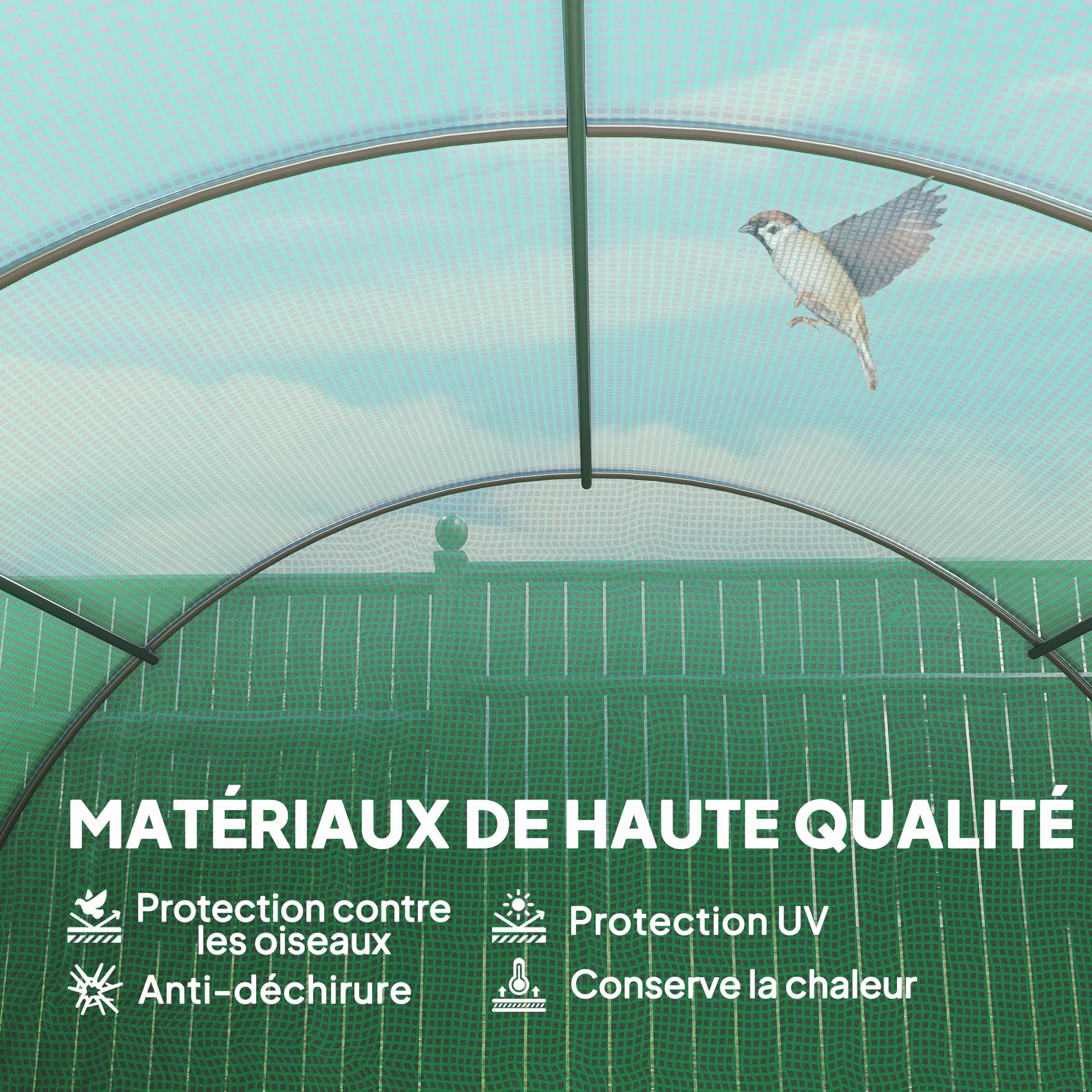 Serre de Jardin Tunnel 6L x 3l x 2H m Acier galvanisé renforcé 2,5 cm 8 fenêtres 1 Porte Vert