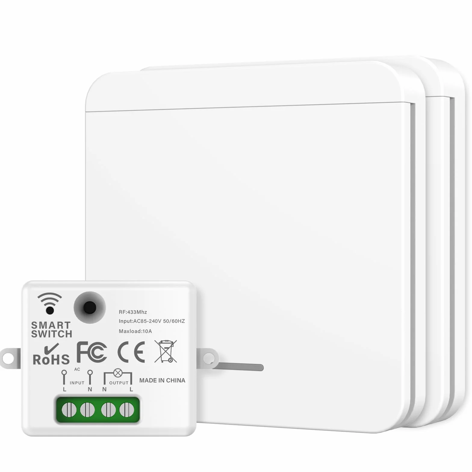 Interrupteur Sans Fil Va et Vient 433MHz 220V Télécommandé Éclairage 30m 1500W 2 Interrupteurs + 1 Contrôleur