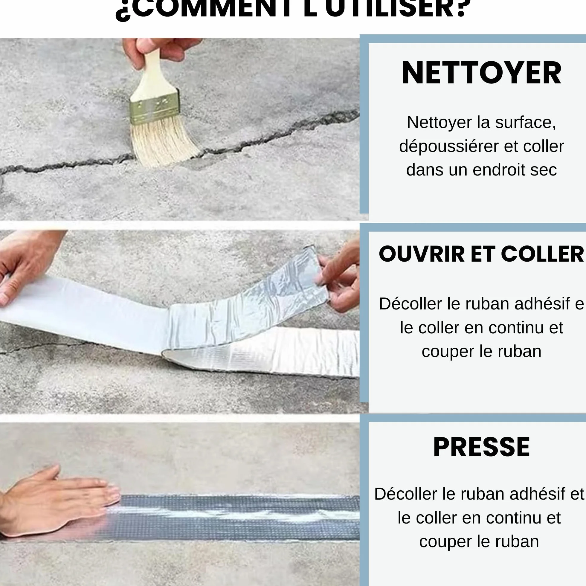 Ruban Butyle 10cm x 5M Bande d'Étanchéité Impermeable Autocollant Aluminium Réparation Tuiles Fissures Fuites Adhésif