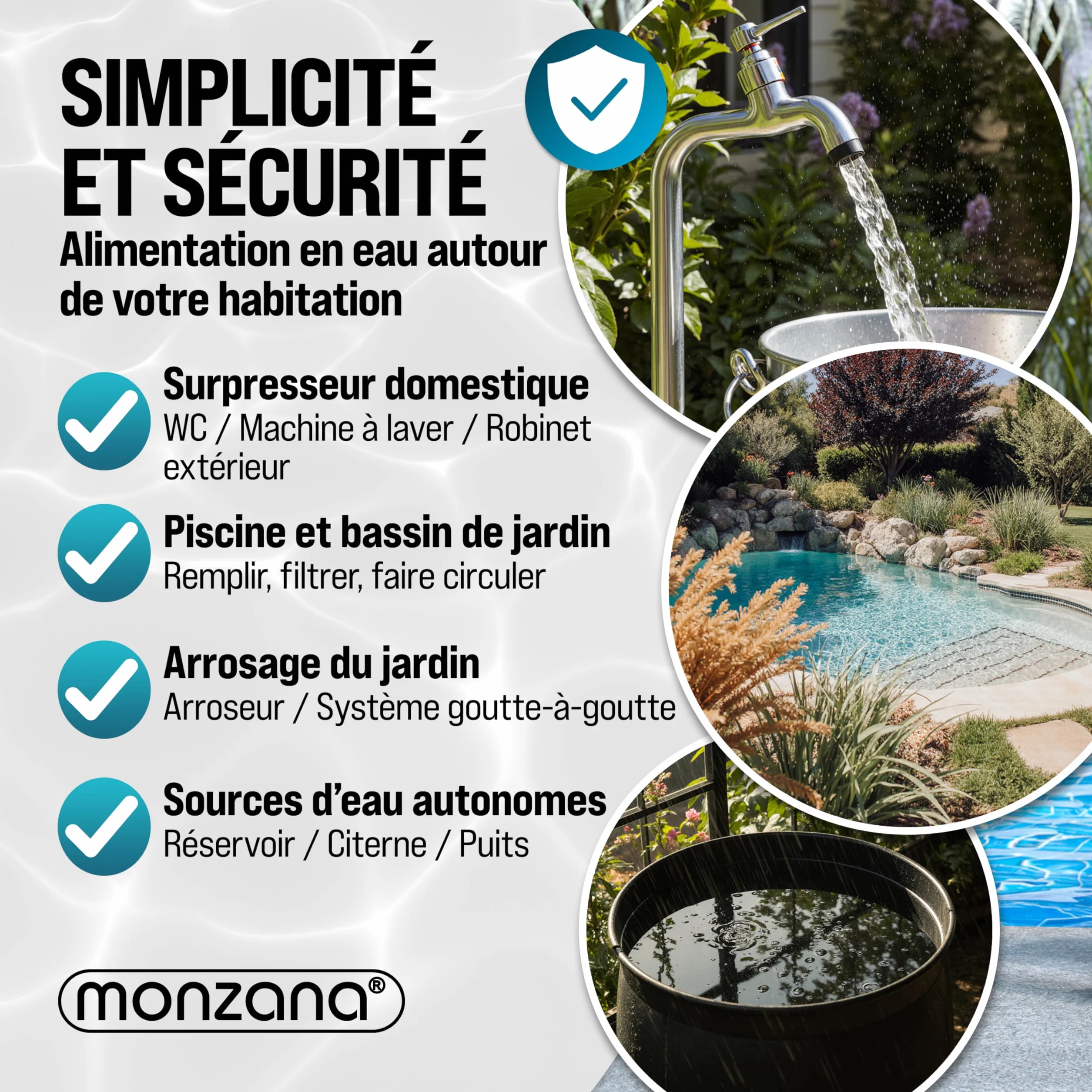MONZANA Pressostat pompe eau 10 bar protection fonctionnement à sec contrôleur pression