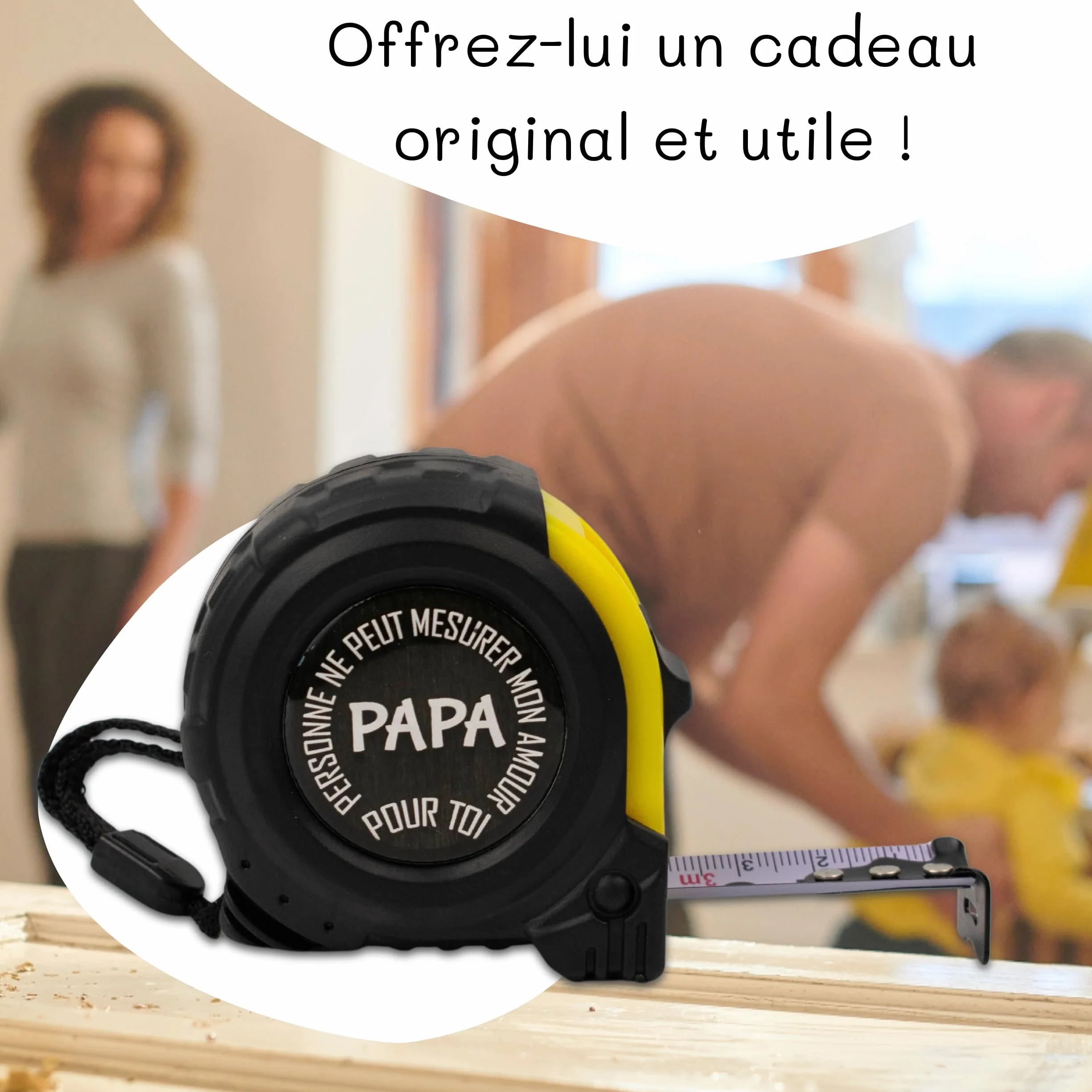 Mètre ruban personnalisable je t'aime papa cadeau fête des pères
